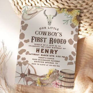 Rustikaler Western First Rodeo Cowboy 1. Geburtsta Einladung