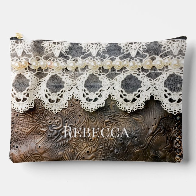 Rustikaler Western, geschliffenes Leder und antike Zubehörtasche (Vorderseite)