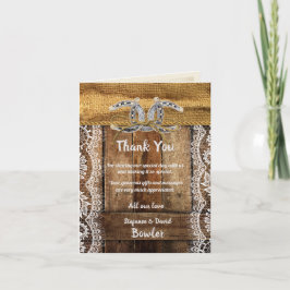 Rustikaler Western Hochzeit Danke Karte