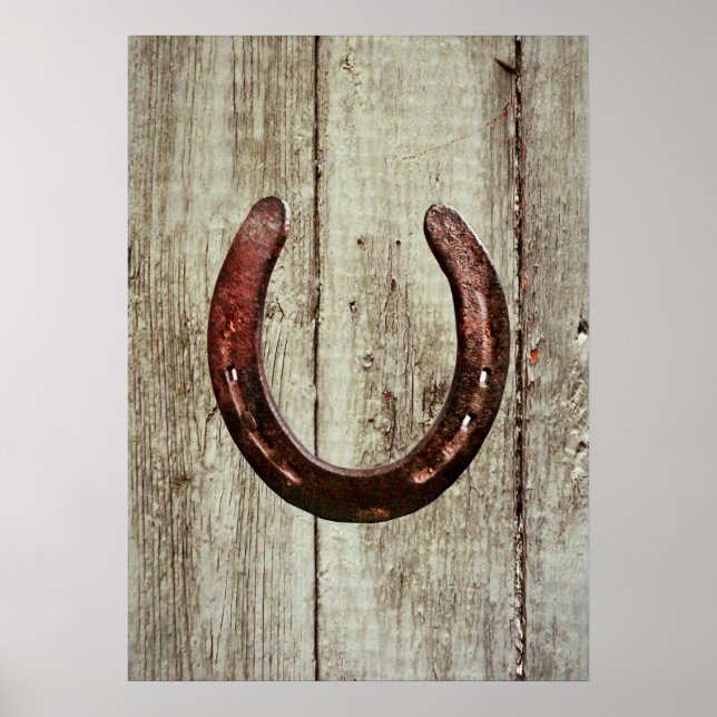 Rustikaler Western Horseshoe Barn Wood Poster (Vorne)
