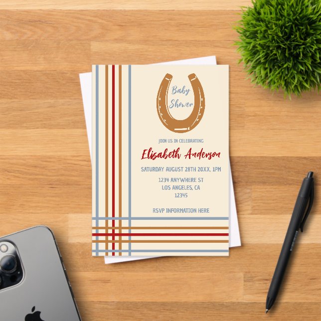 Rustikaler Western Horseshoe Kinderdusche Acryleinladungen (Insitu (Einladungskarte))