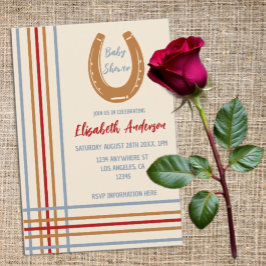 Rustikaler Western Horseshoe Kinderdusche Einladung