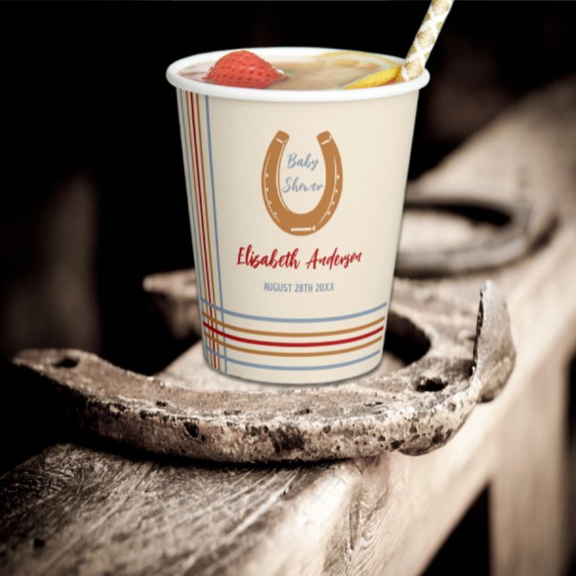 Rustikaler Western Horseshoe Kinderdusche Pappbecher (Von Creator hochgeladen)