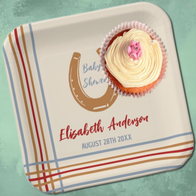 Rustikaler Western Horseshoe Kinderdusche Pappteller (Von Creator hochgeladen)