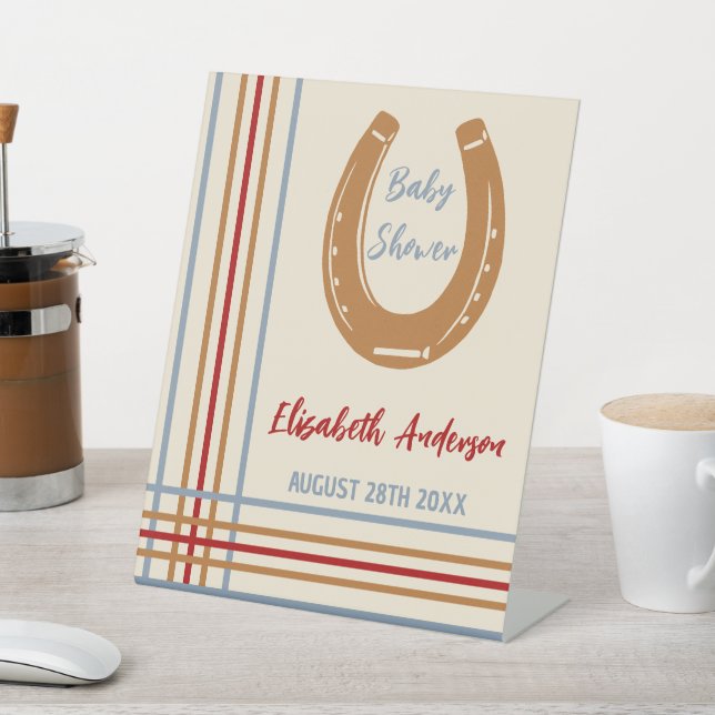 Rustikaler Western Horseshoe Kinderdusche Sockelschild (In SItu)