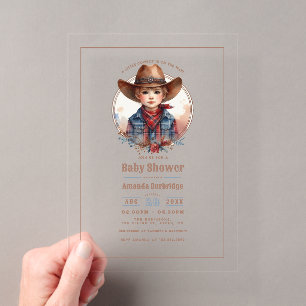 Rustikaler Western Kleine Cowboy Babydusche Acryleinladungen