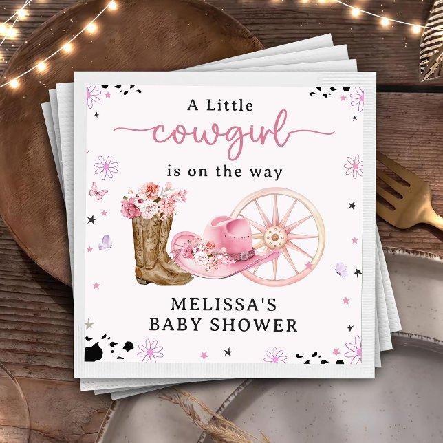 Rustikaler Western Kleine Cowboy Babydusche Napkin Serviette (Von Creator hochgeladen)