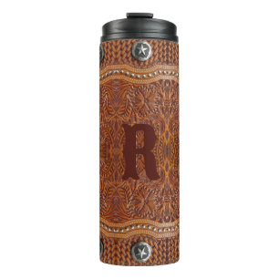 Rustikaler Western Land Hochzeit Bridemaid Monogra Thermosbecher