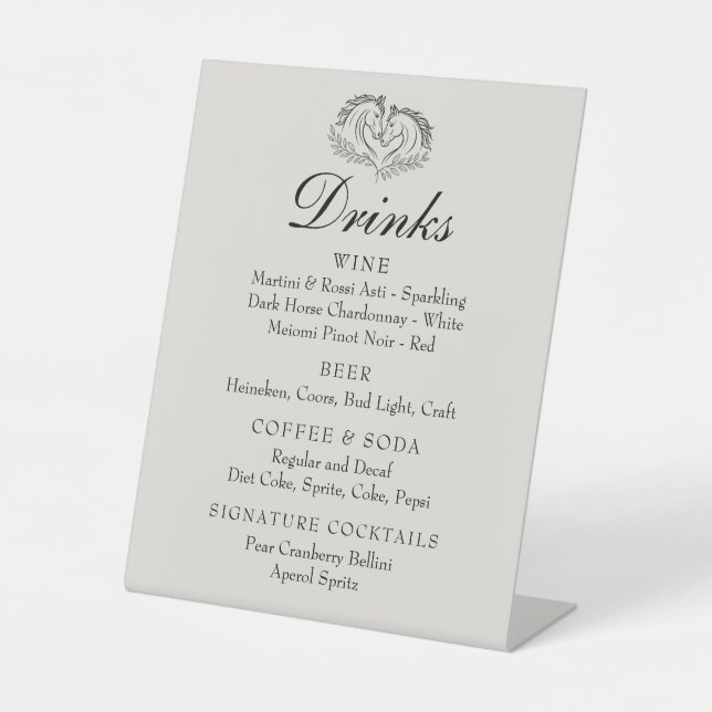 Rustikaler Western Land Hochzeiten Bar Drinks Sockelschild (Vorderseite)