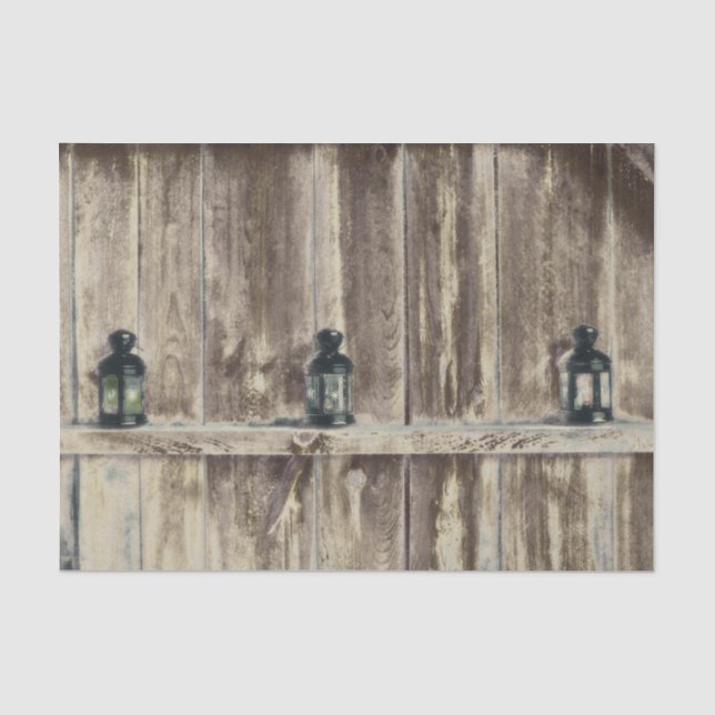 Rustikaler Western Land Holz Stall Lanterns Seidenpapier (Vorderseite)