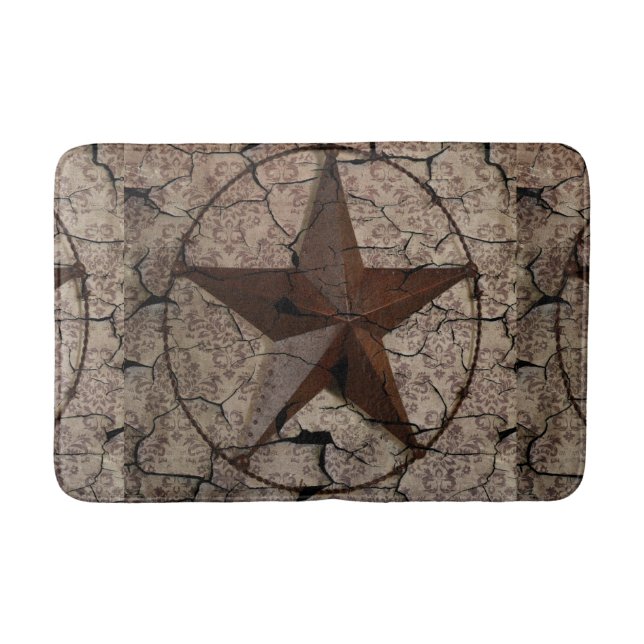 Rustikaler Western Land Primitive Texas Star Badematte (Vorderseite)