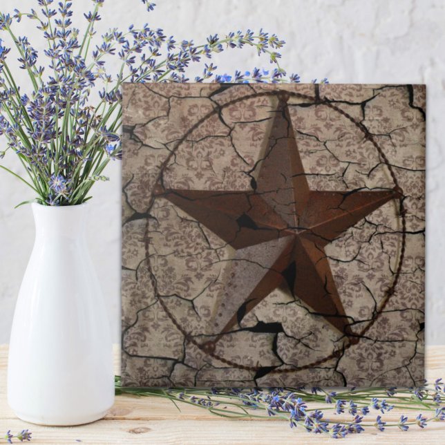 Rustikaler Western Land Primitive Texas Star Fliese (Rustic Western Country Primitive Texas Star Tile)