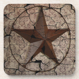Rustikaler Western Land Primitive Texas Star Untersetzer