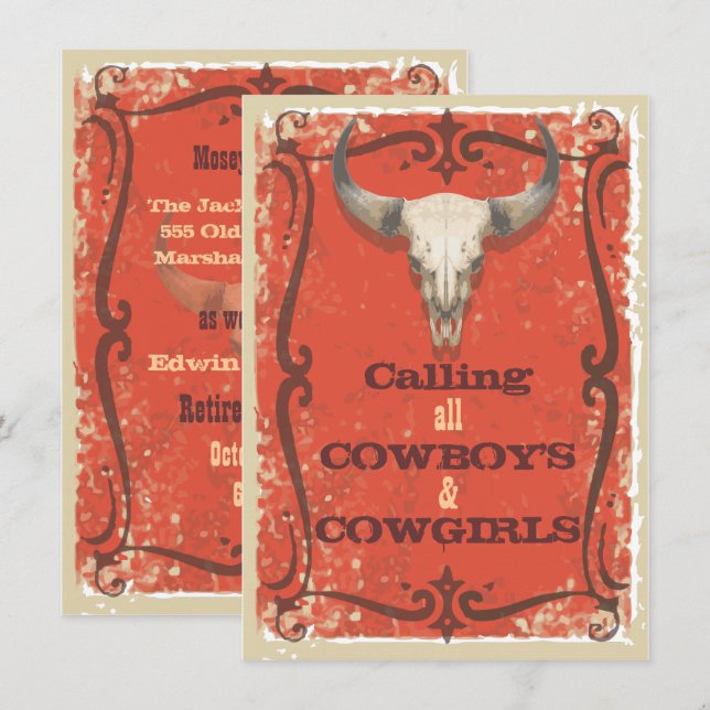 Rustikaler Western Party Einladung (Vorne/Hinten)