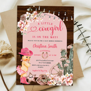 Rustikaler Western Pink Boots Cowgirl Babydusche Einladung