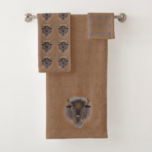 Rustikaler Western Plains Bison Badhandtuch Set