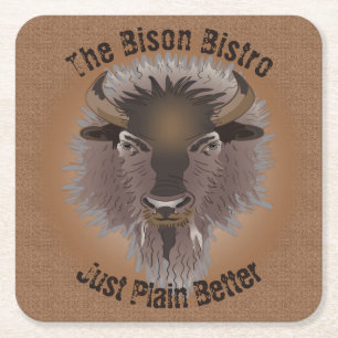 Rustikaler Western Plains Bison Rechteckiger Pappuntersetzer