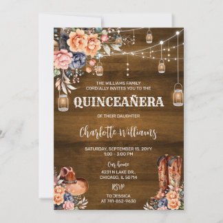 Rustikaler Western Quinceañera Einladung