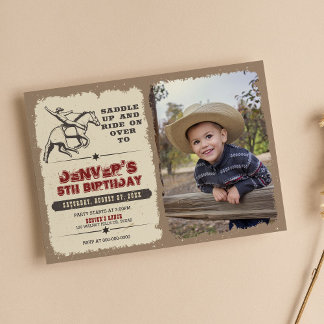 Rustikaler Western Rodeo Cowboy Einladung zum Gebu