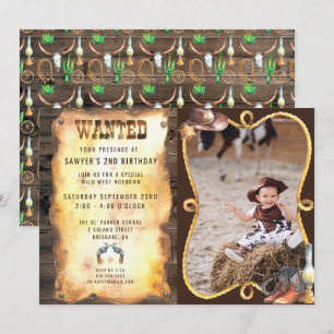 Rustikaler Western Rodeo Cowboy Geburtstagsparty Einladung