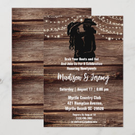 Rustikaler Western Silhouette String Lichter Stall Einladung