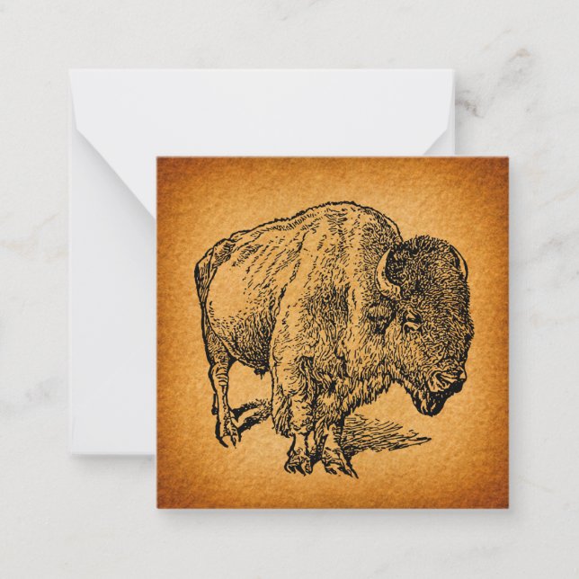 Rustikaler Western Wild Buffalo Bison Antique Mitteilungskarte (Vorderseite)