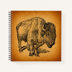 Rustikaler Western Wild Buffalo Bison Antique Notizbuch
