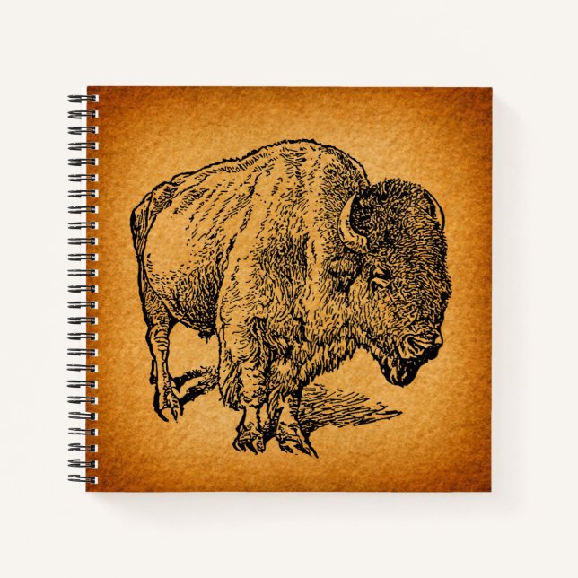 Rustikaler Western Wild Buffalo Bison Antique Notizbuch (Vorderseite)