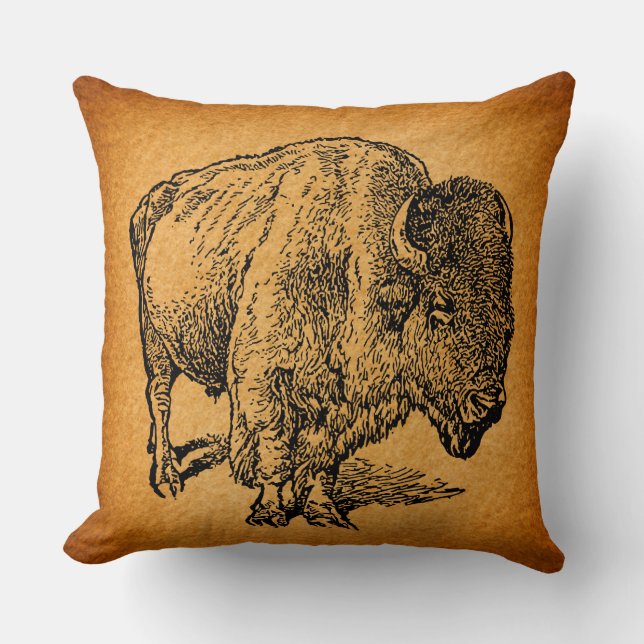 Rustikaler Western Wild Buffalo Bison Kissen (Vorderseite)