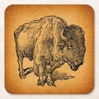 Rustikaler Western Wild Buffalo Bison Rechteckiger Pappuntersetzer