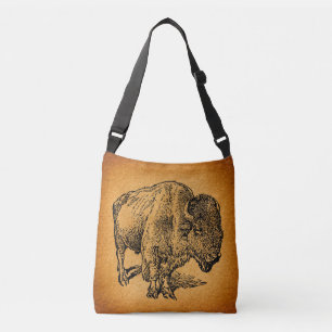 Rustikaler Western Wild Buffalo Bison Tragetaschen Mit Langen Trägern