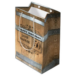 Rustikaler Whiskey Barrel 50. Geburtstag Mittlere Geschenktüte