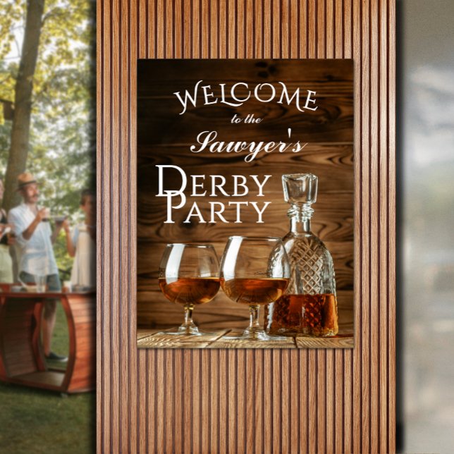 Rustikaler Whiskey Derby Party Willkommen Poster (Rustic whiskey decanter and glasses Derby party poster - INSTANT DOWNLOAD and/or PRINTED)