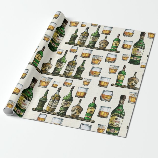 Rustikaler Whiskey Geschenkpapier (Ungerollt)