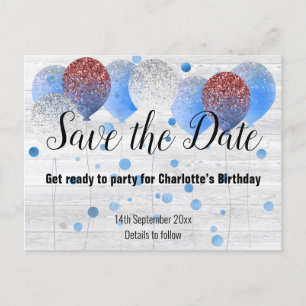 Rustikaler Whitealkballon RED WHITE BLUE Ankündigungspostkarte