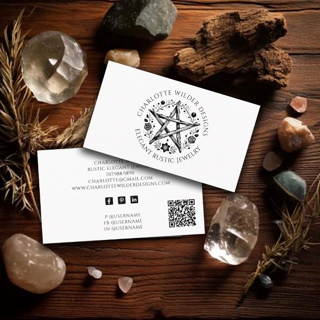 Rustikaler Wiccan Pagan Juwelier Designer QR Code Visitenkarte (Von Creator hochgeladen)
