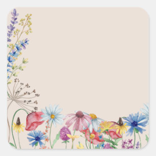 Rustikaler Wildblumen-Charm Blank Quadratischer Aufkleber
