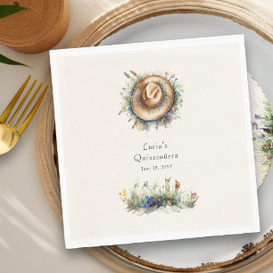 Rustikaler Wildblumen-Cowgirl-Hut Floral Quinceane Serviette