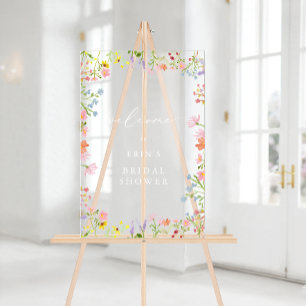 Rustikaler Wildblumenrahmen Brautparty Willkommen Acrylschild