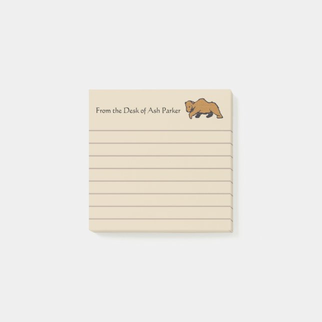 Rustikaler Wildtierbär Post-it Klebezettel (Vorderseite)