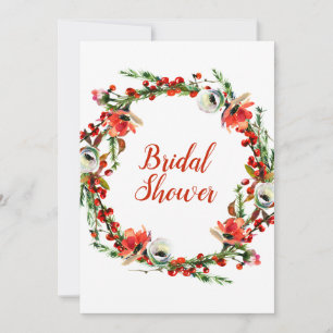 Rustikaler Winter-Blumenkranz Moderne Bridal Showe Einladung