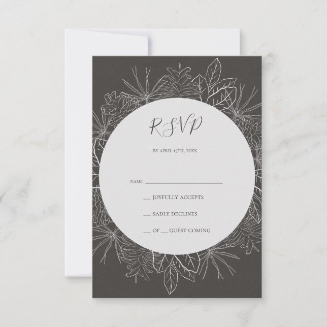 Rustikaler Winter | Charcoal RSVP Card (Vorderseite)