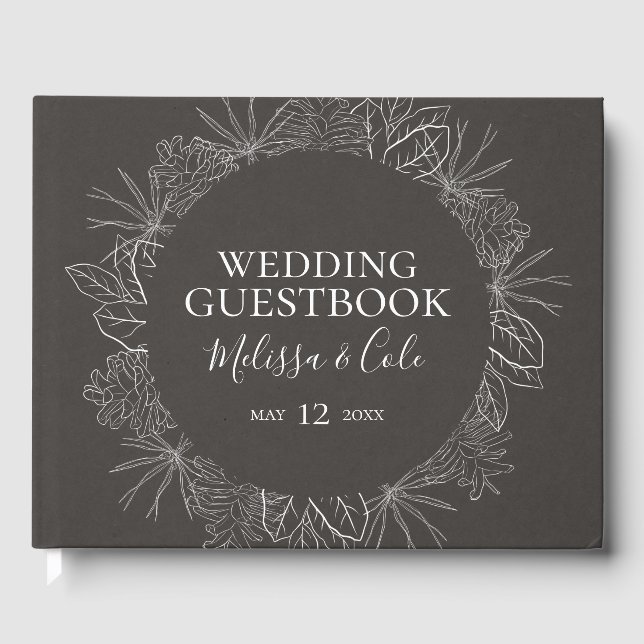 Rustikaler Winter | Charcoal Wedding Guest Book Gästebuch (Vorderseite)