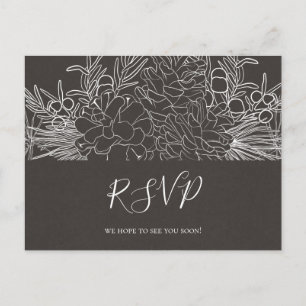 Rustikaler Winter   Charcoal Wedding RSVP Postcard Postkarte