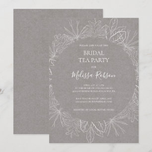 Rustikaler Winter   Gray Bridal Tea Party Einladun Einladung
