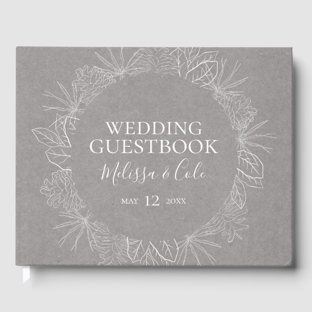 Rustikaler Winter | Gray Wedding Guest Book Gästebuch (Vorderseite)