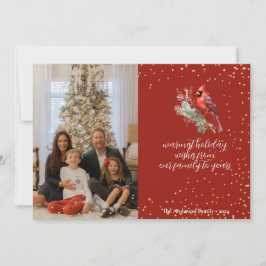 Rustikaler Winter Kardinal Holly Branch Feiertagskarte