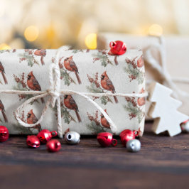 Rustikaler Winter Kardinal Holly Branch Geschenkpapier