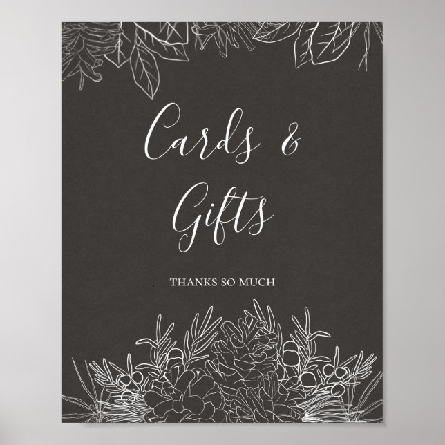 Rustikaler Winter | Kohlekarten und Geschenkzeiche Poster (Vorne)