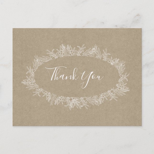 Rustikaler Winter | Kraft Vielen Dank Postcard Postkarte (Vorderseite)